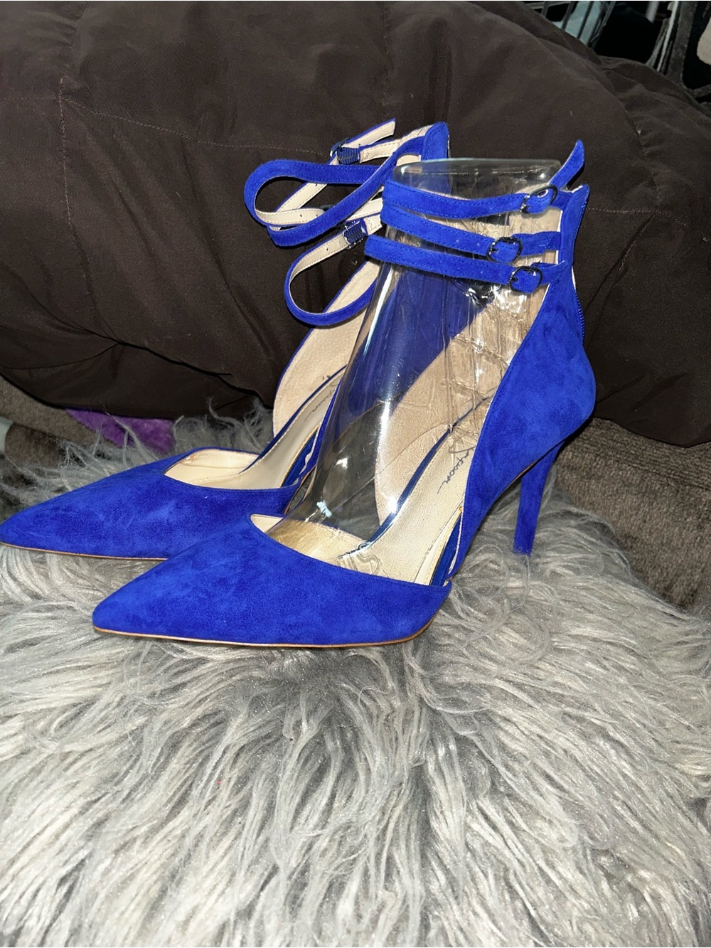 Jessica Simpson Royal Blue Pointed-Toe Triple-Ankle Strap Stiletto - Picture 3 of 8